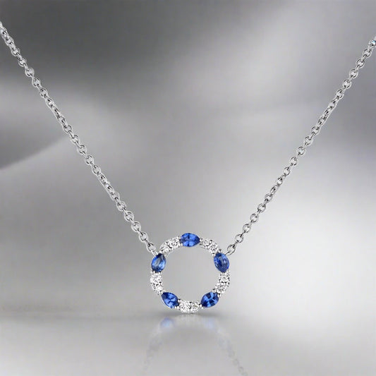 Sapphire and Diamond Circle Necklace