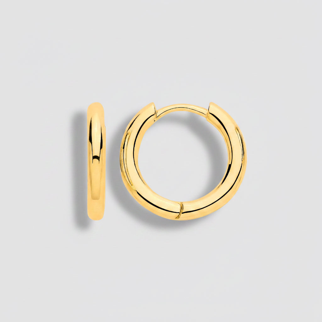 Gold Plated 16mm-18mm Round Huggie Hoop Earrings