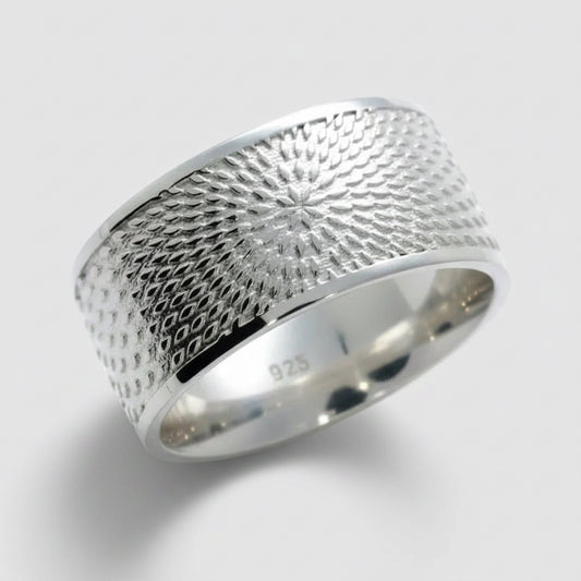 Illusion Ring - 10mm Wide Silver Band