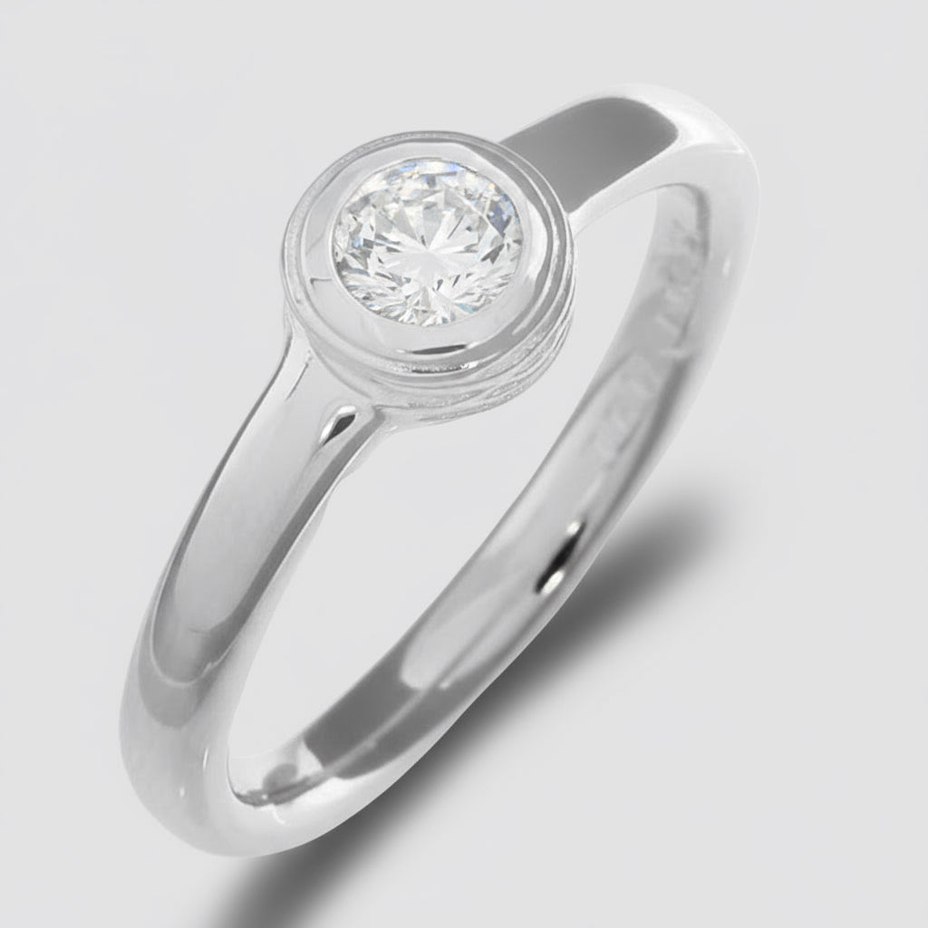 White Topaz Ring Wood Textured Setting