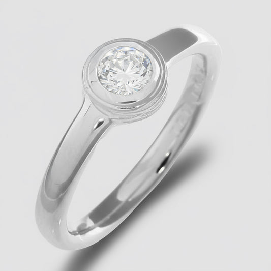 White Topaz Ring Wood Textured Setting