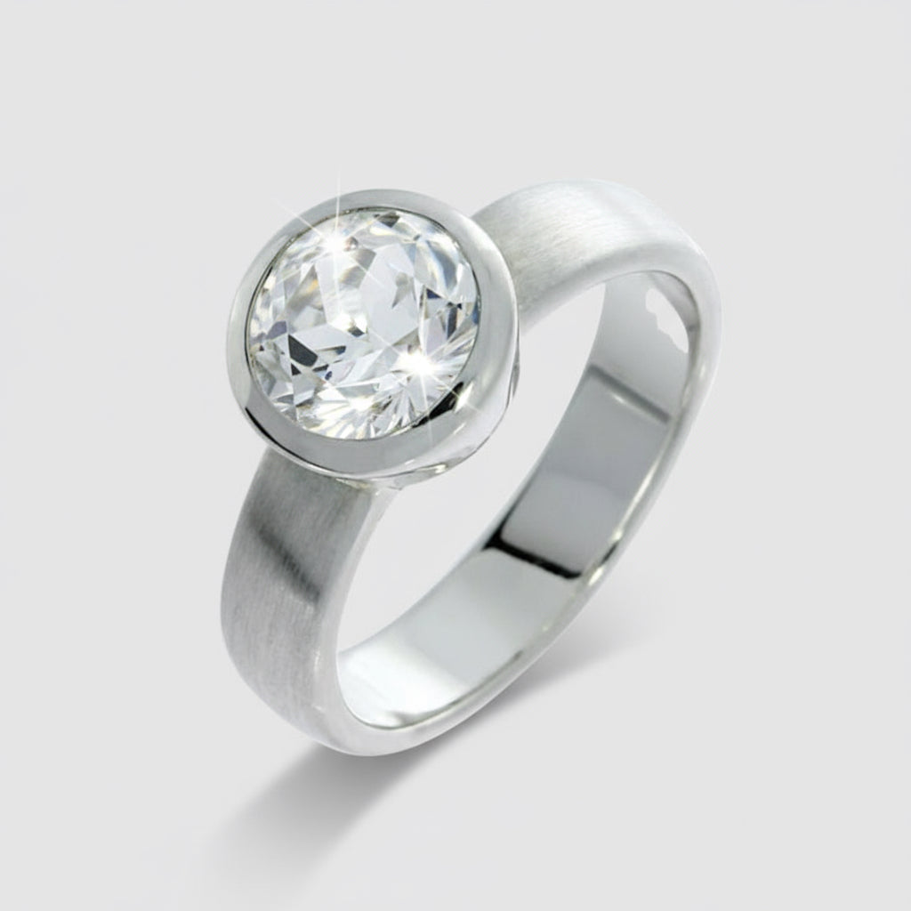 White Topaz Modern Set Ring