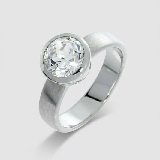 White Topaz Modern Set Ring