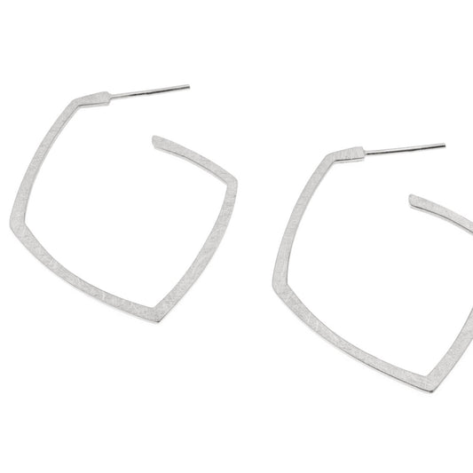 Square Silver Hoops