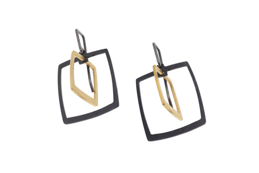 Dual Colour Rectangular Drop Earrings