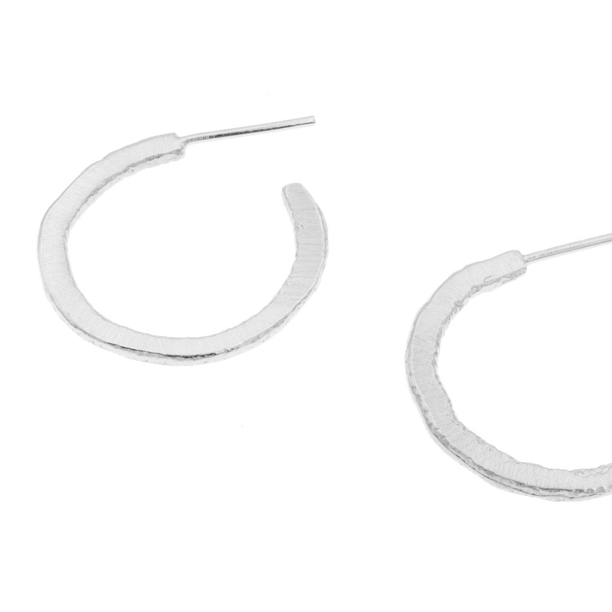 Silver Textured Hoops