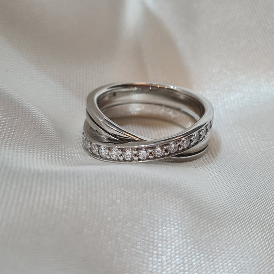 Platinum Diamond Crossover Ring