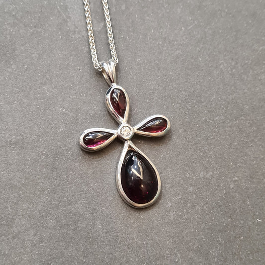 Garnet Cross Pendant