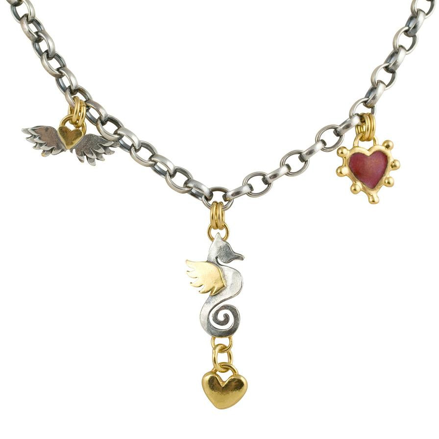 Seahorse & Boho Heart Necklace
