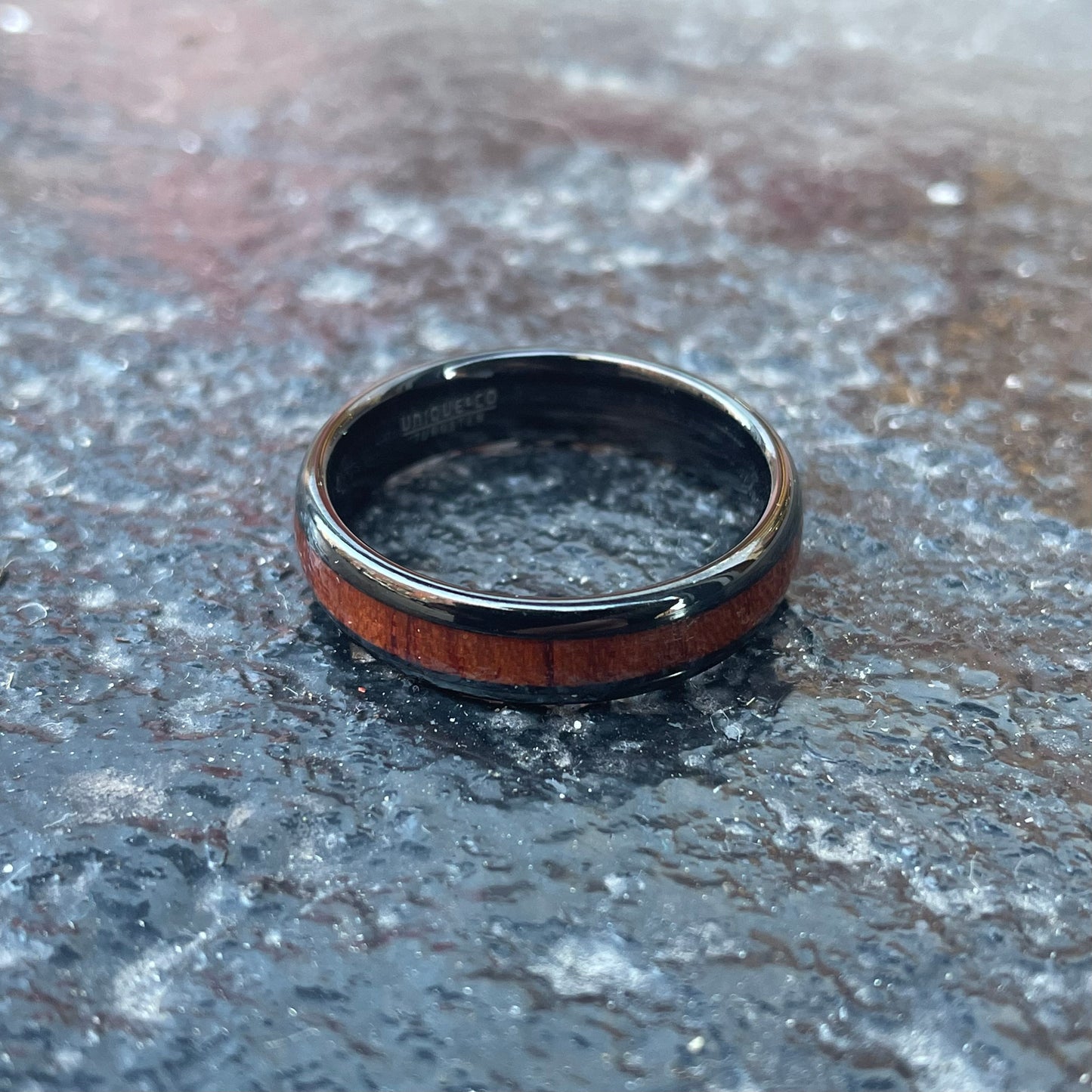 Wood Inlay Tungsten Ring