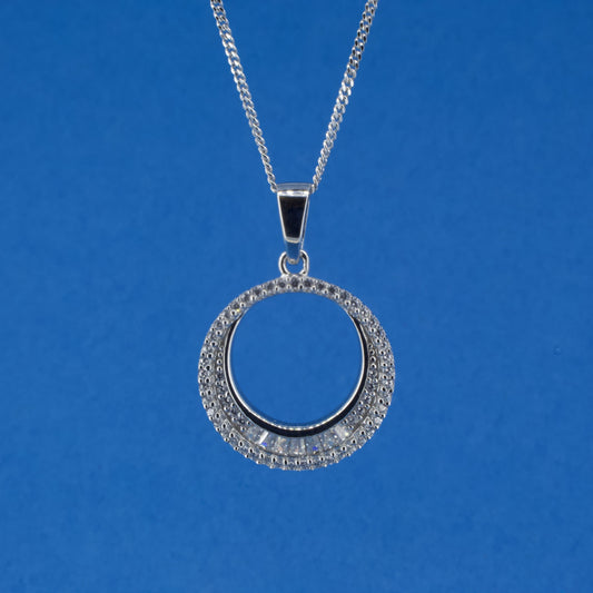Silver and CZ Circle Pendant