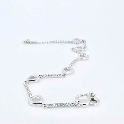 Silver CZ Heart Bracelet