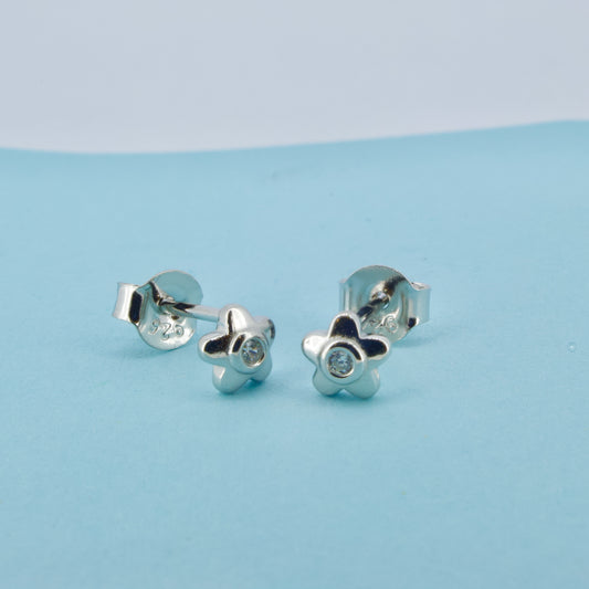 Small Silver Flower Studs