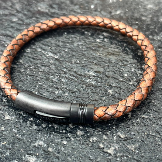 Brown Leather Bracelet with Clasp