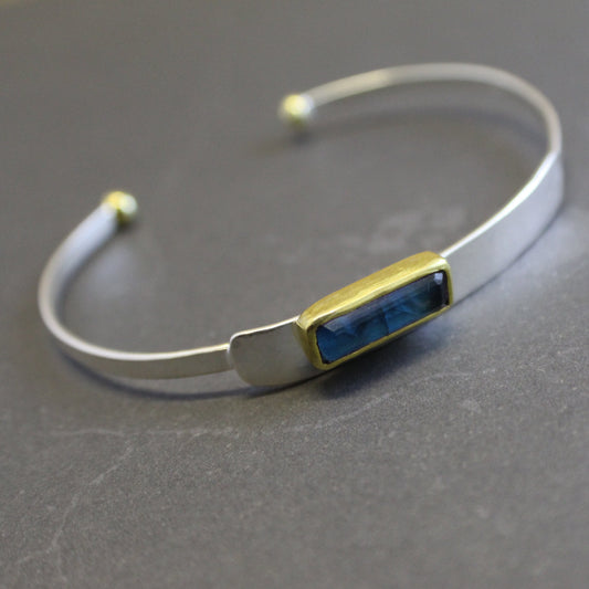 Apatite Silver Bangle