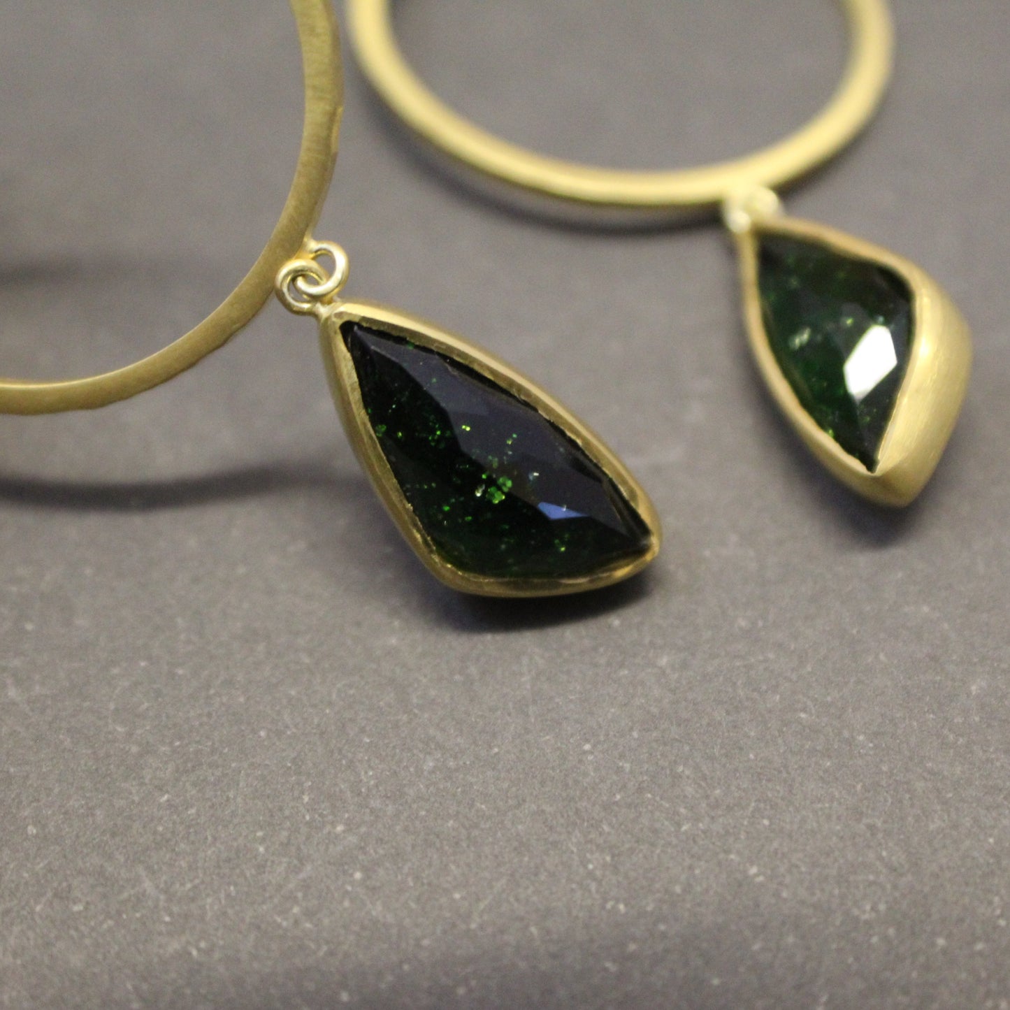 Green Sun Stone Hoop Earrings