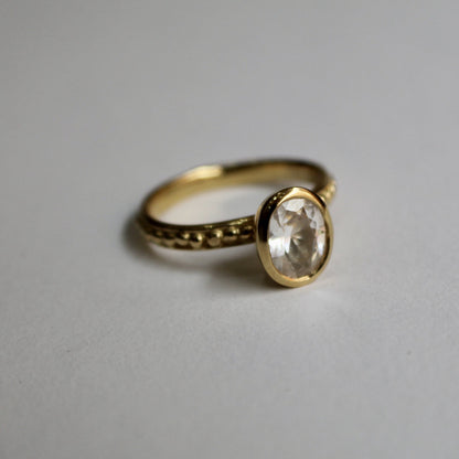 White Topaz Granular Ring