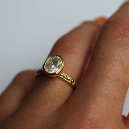 White Topaz Granular Ring