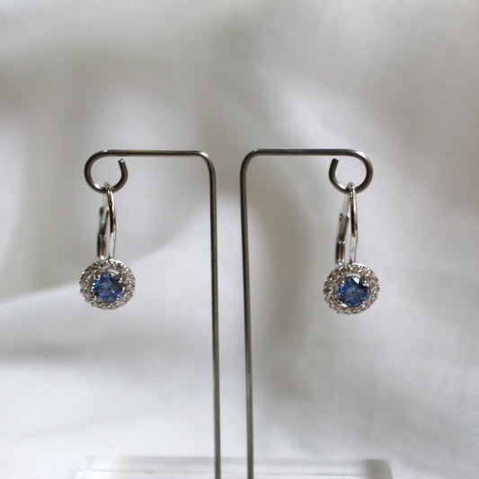 Blue Round Drop Earrings