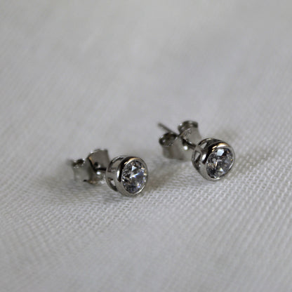 Bezel Set CZ Studs