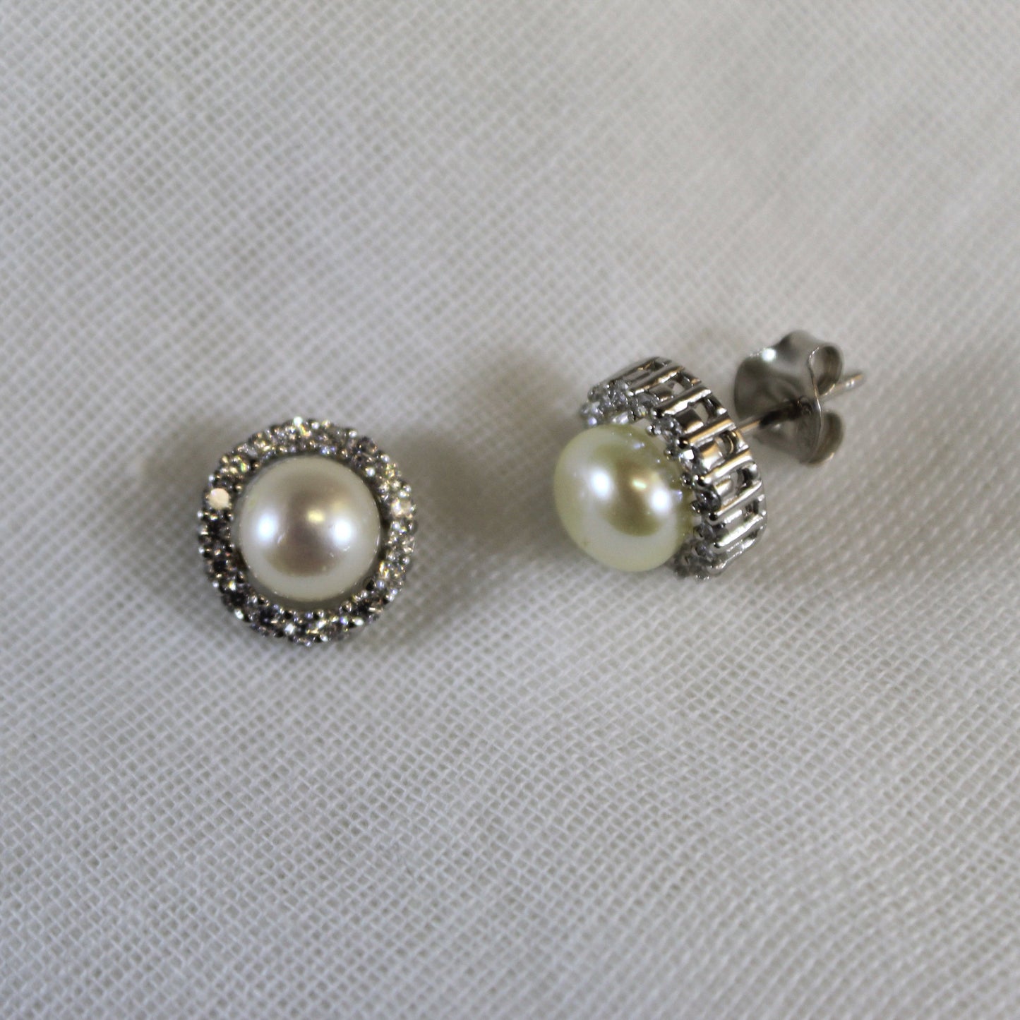 Pearl & CZ Stud Earrings