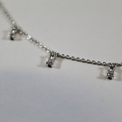 Silver CZ Drop Charm Necklace