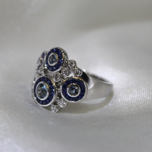 Diamond and Sapphire Cocktail Ring