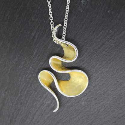 Sterling Silver Swirl Pendant with Yellow Gold Plating