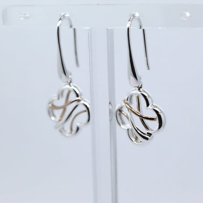 Sterling Silver Drop Earrings with Rose Gold Plating