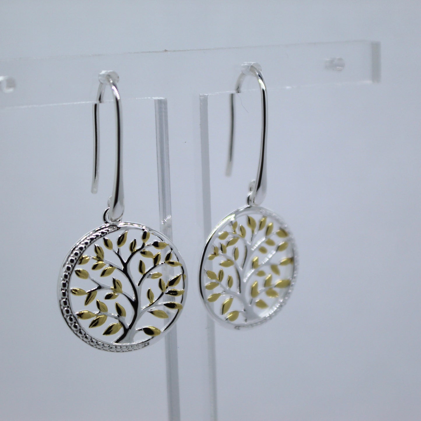 Sterling Silver Drop Earrings with Yellow gold Plating