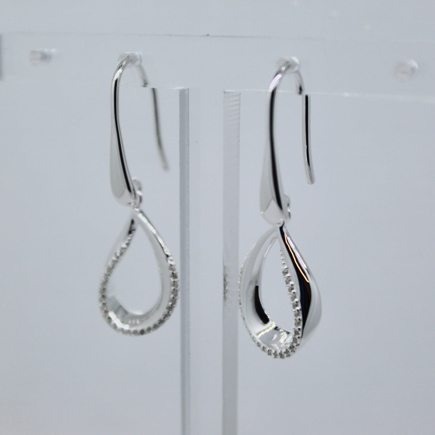 Silver Drop Earrings with CZ
