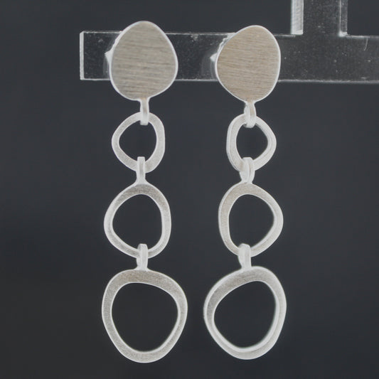 Silver Oval Drop Earrings