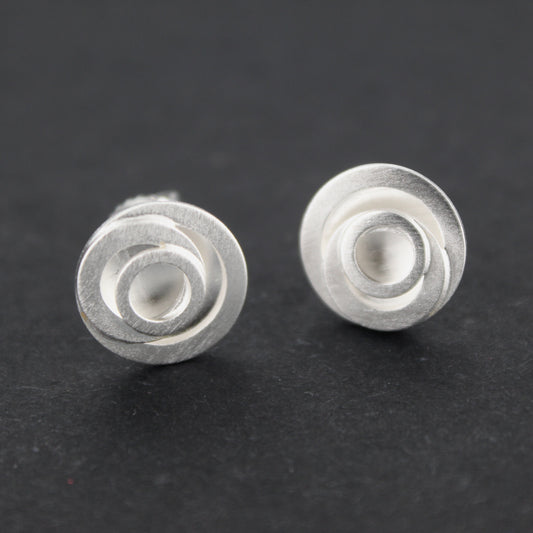 Silver Circle Swirl Studs