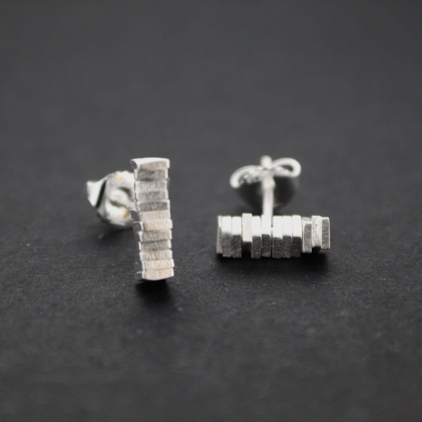 Silver Stacked Square Earrings