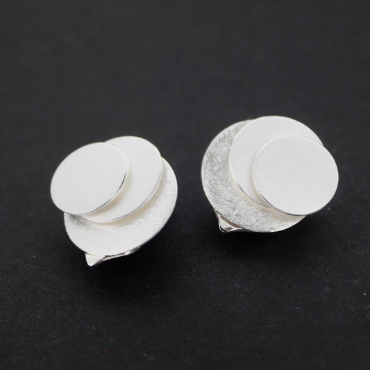 Silver Circles Earclip Earrings