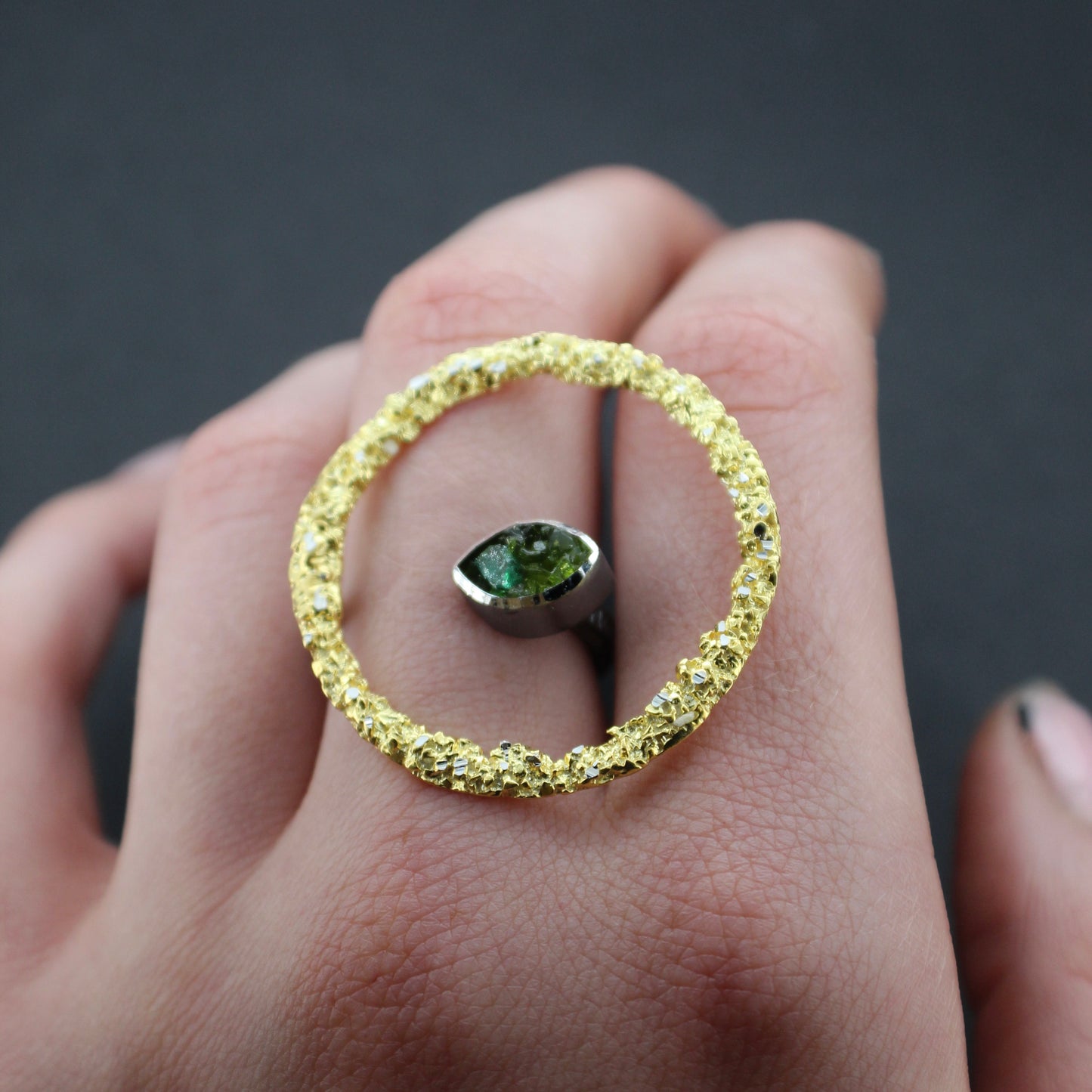 Green Textured Ring