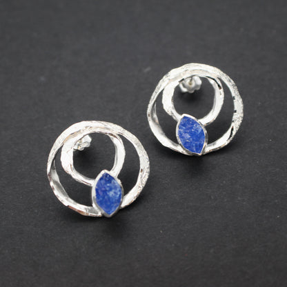 Blue Hoop Earrings