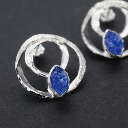 Blue Hoop Earrings