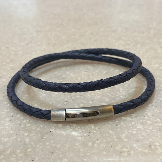 Navy Leather Bracelet