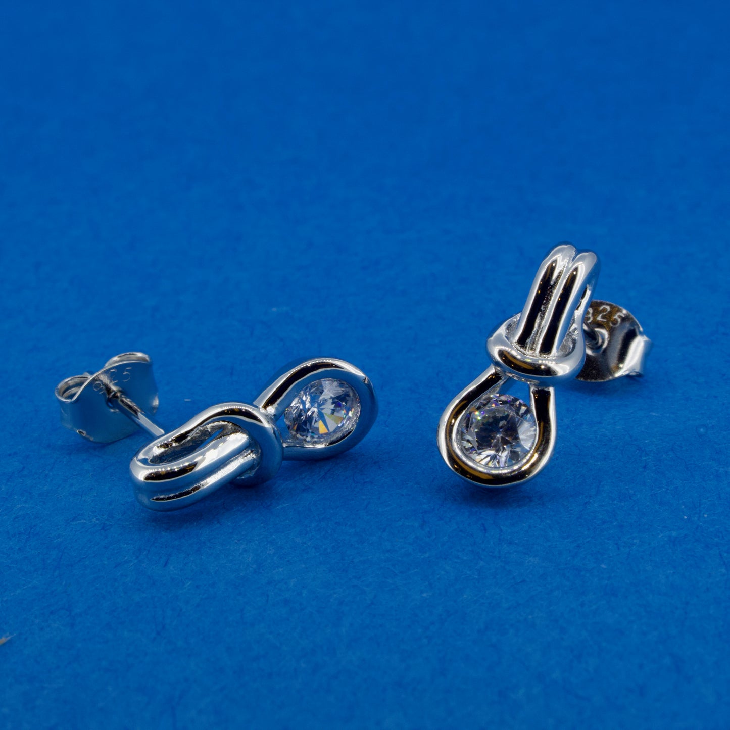 Silver CZ Love Knot Studs