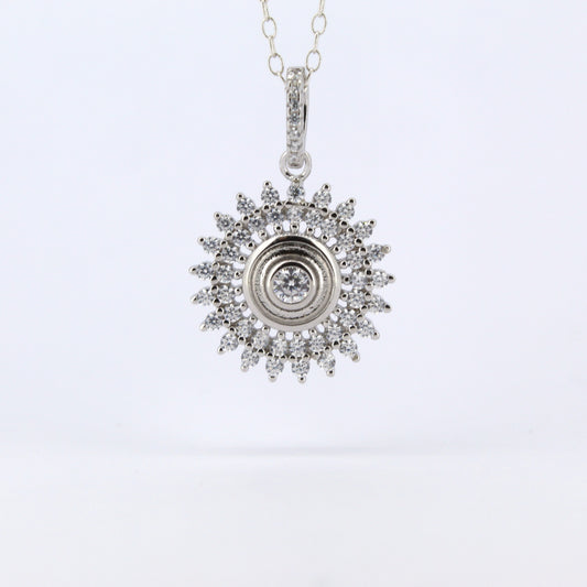 Silver Cubic Zirconia Halo Pendant