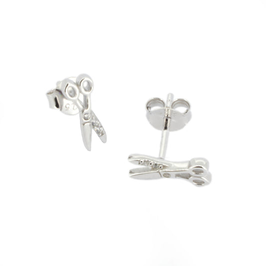 Silver Scissors Stud Earrings