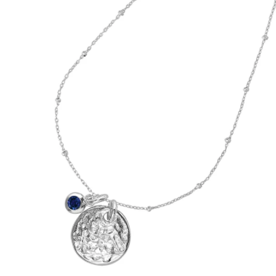 Hammered Disc & Blue Sapphire Twinkle Necklace