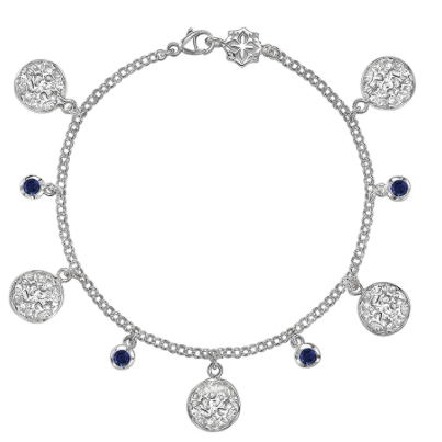 Hammered Disc & Blue Sapphire Twinkle Bracelet