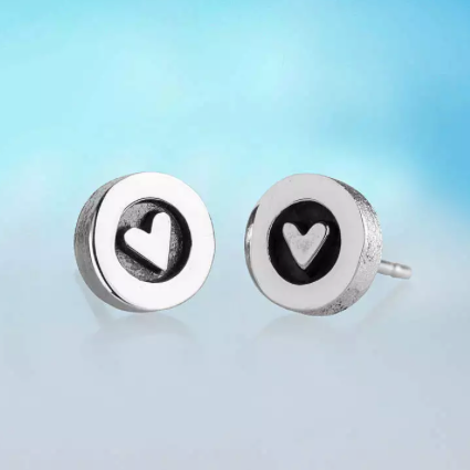 Silver Heart Studs