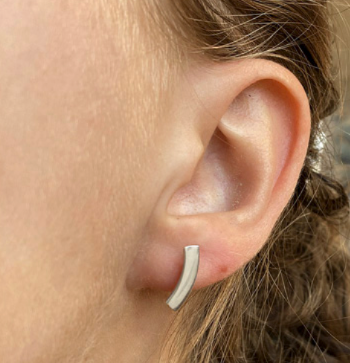 Rectangular Silver Stud Earrings