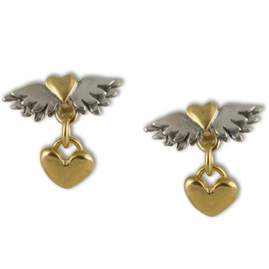 Classic Winged Heart Drop Earrings