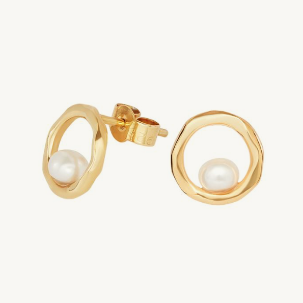 Open Circle Pearl Studs