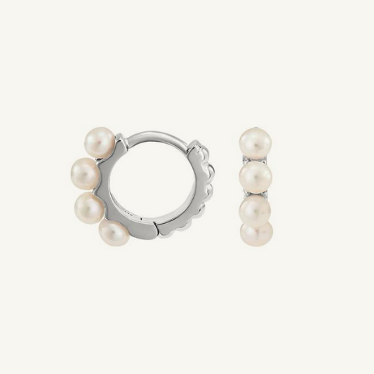 Small Timeless Pearl Huggie Hoops