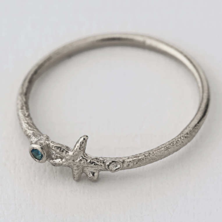 Starfish Stacking Ring with Aquamarine